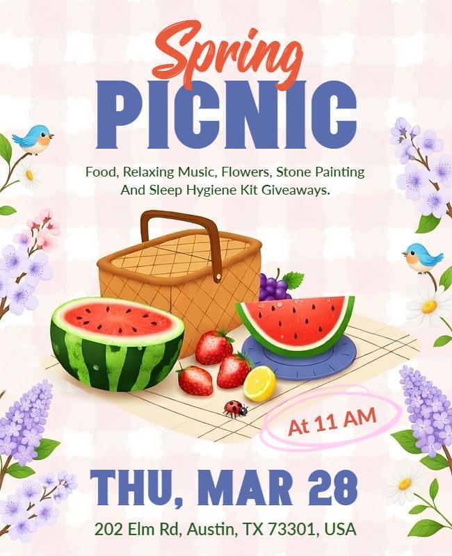 Spring Picnic Event Poster Template