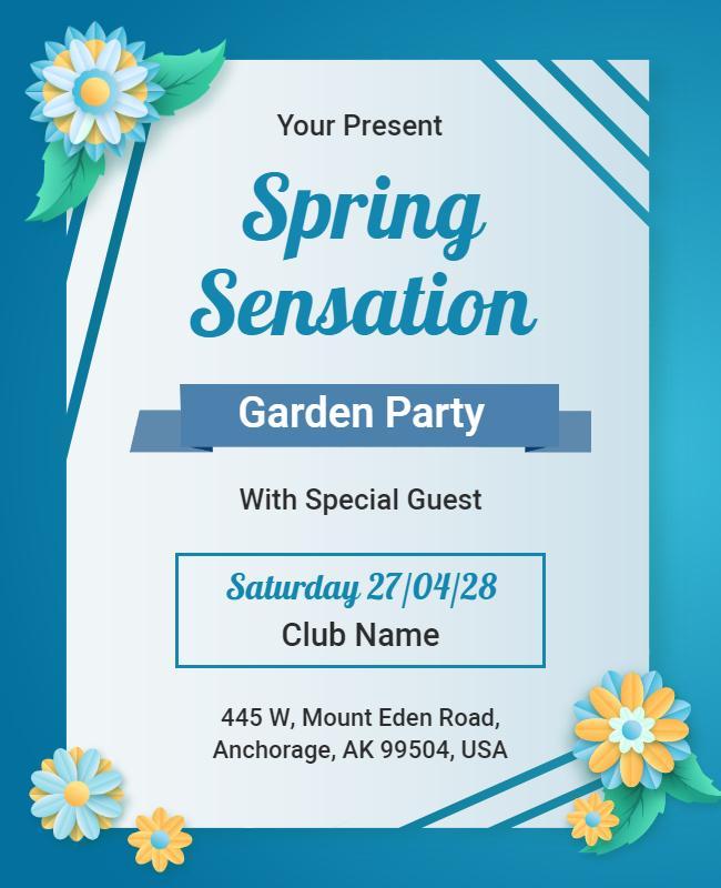 Spring Sensation Garden Party Invitation Flyer Template