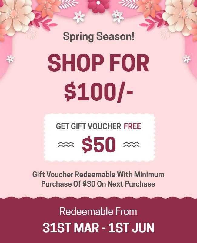 Spring Shopping Promotion Gift Voucher Flyer Template