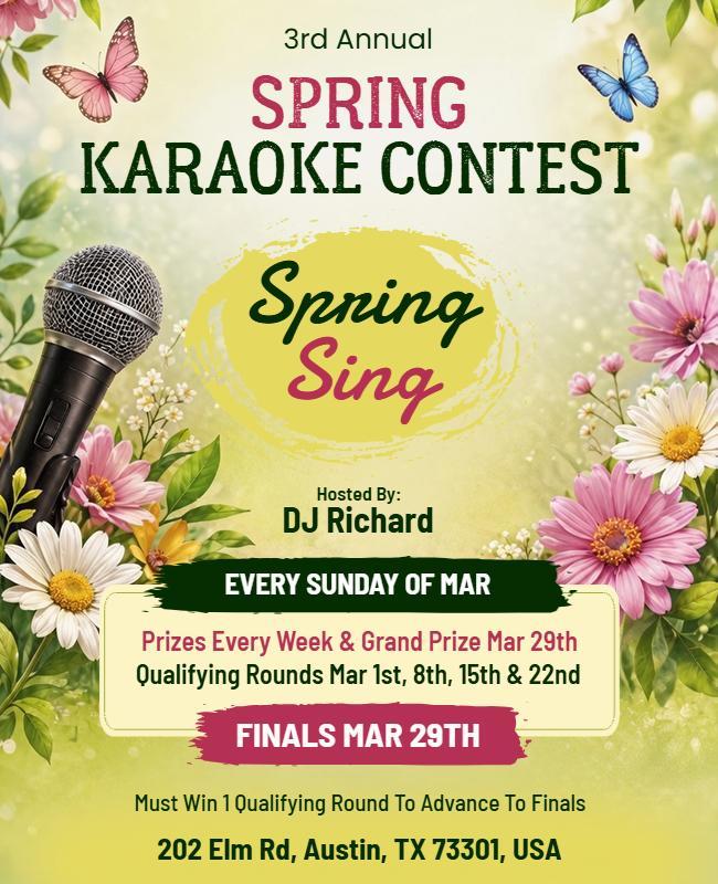 Spring Sing Karaoke Contest Event Flyer Template
