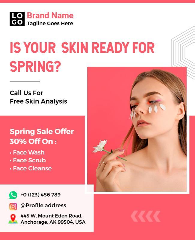 Spring Skincare Sale Promotional Flyer Template