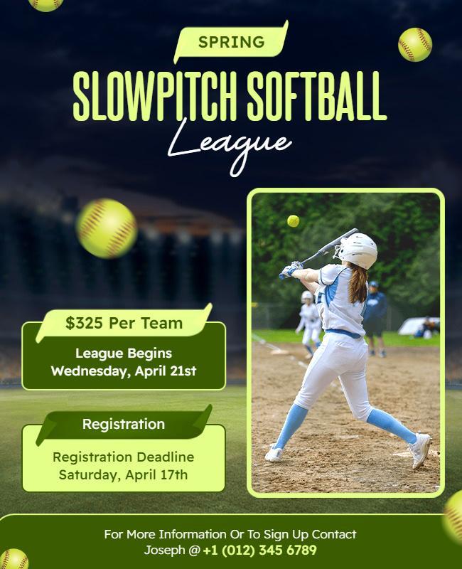 Spring Slowpitch Softball League Flyer Template