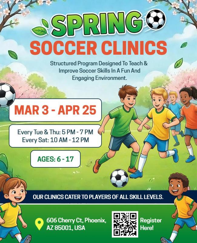 Spring Soccer Clinics for Youth Flyer Template