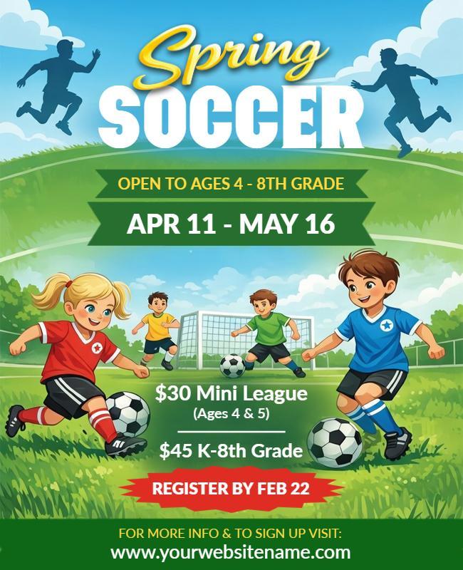 Spring Soccer League for Kids Poster Template