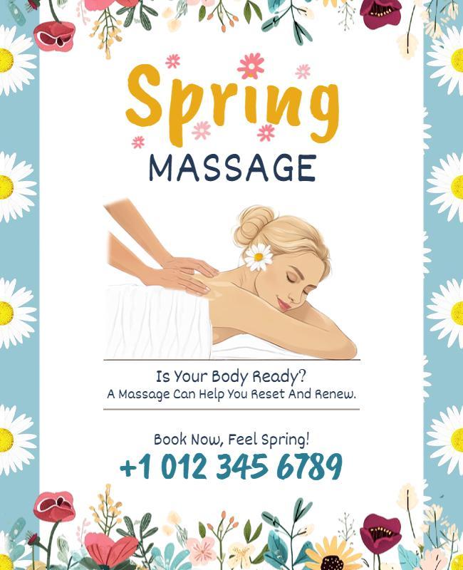 Spring Spa Relaxation Massage Flyer Template