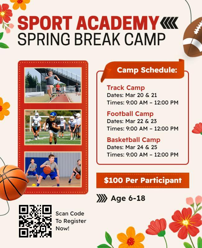 Spring Sports Academy Camp Flyer Template
