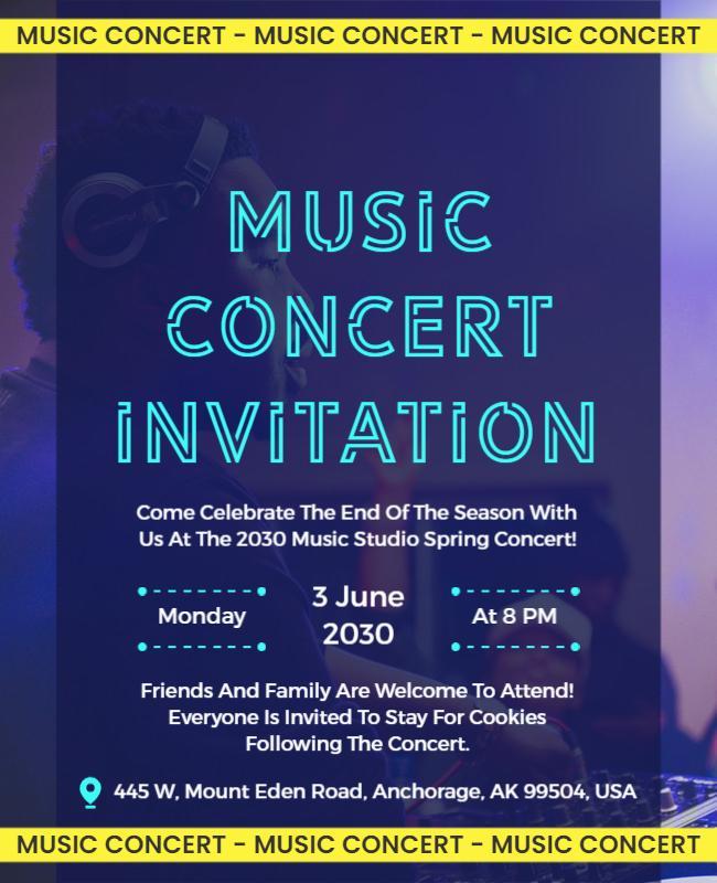 Spring Studio Music Concert Invitation Flyer Template