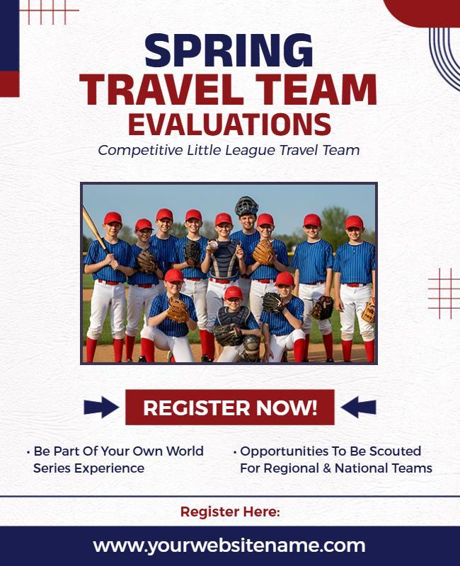 Spring Travel Baseball Team Registration Flyer Template