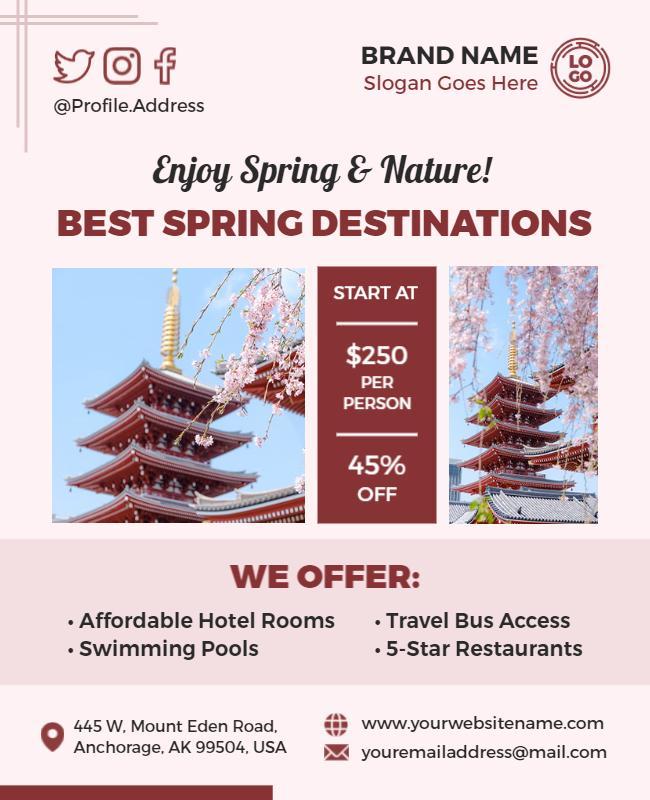 Spring Travel Destination Promotion Flyer Template