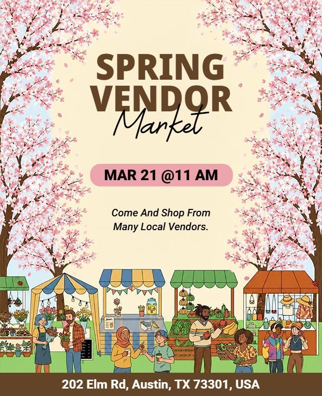 Spring Vendor Market Event Flyer Template