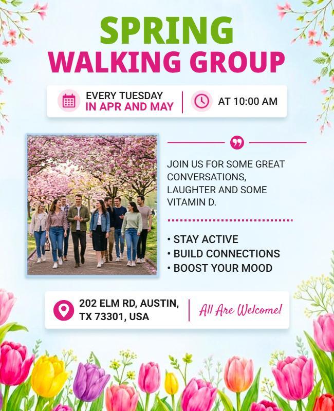 Spring Walking Group Event Poster Template