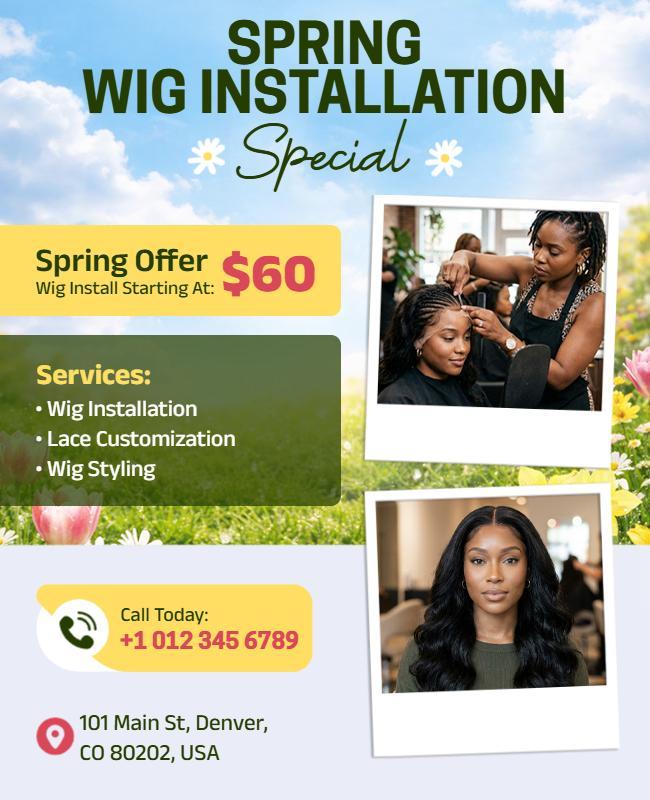 Spring Wig Installation Special Service Flyer Template