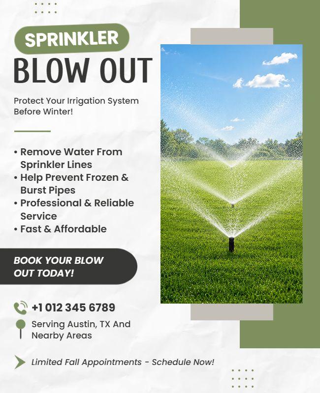 Sprinkler Blow Out Service Promotion Flyer Template