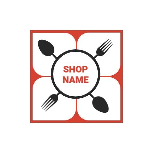 Square Design Featuring Culinary Tools for Food Shop Logo Template
