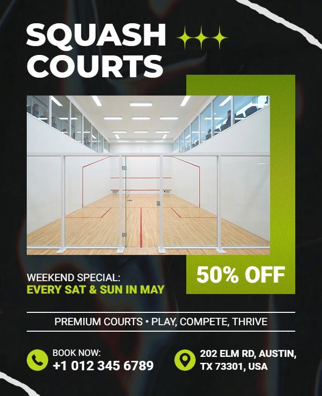 Squash Courts Discount Offer Flyer Template