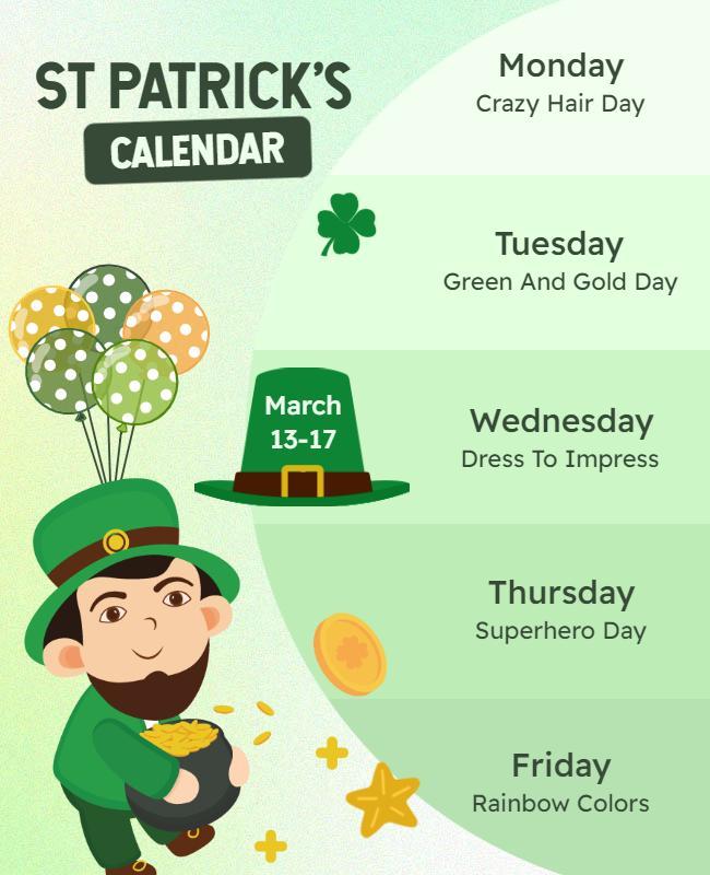 St Patricks Celebration Week Activities Flyer Template