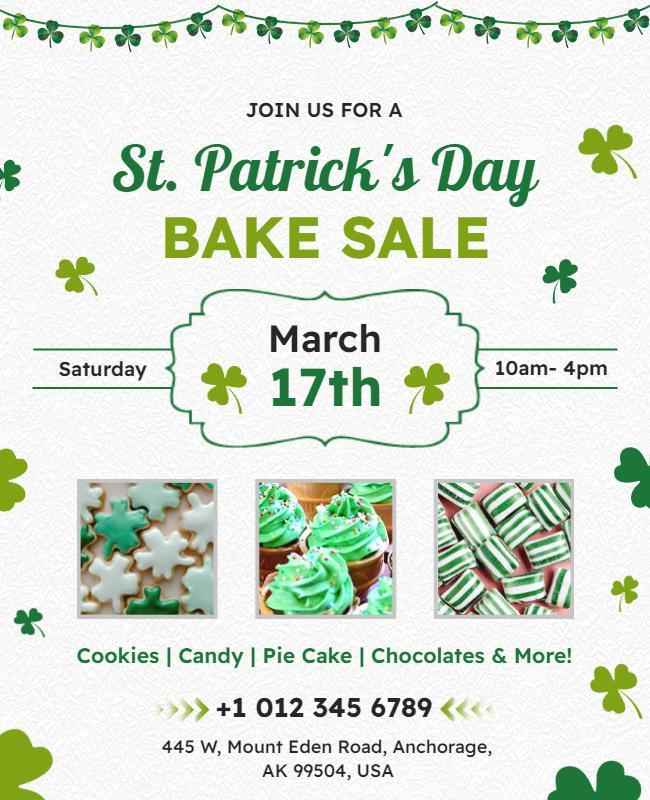 St Patricks Day Bake Sale Flyer Template