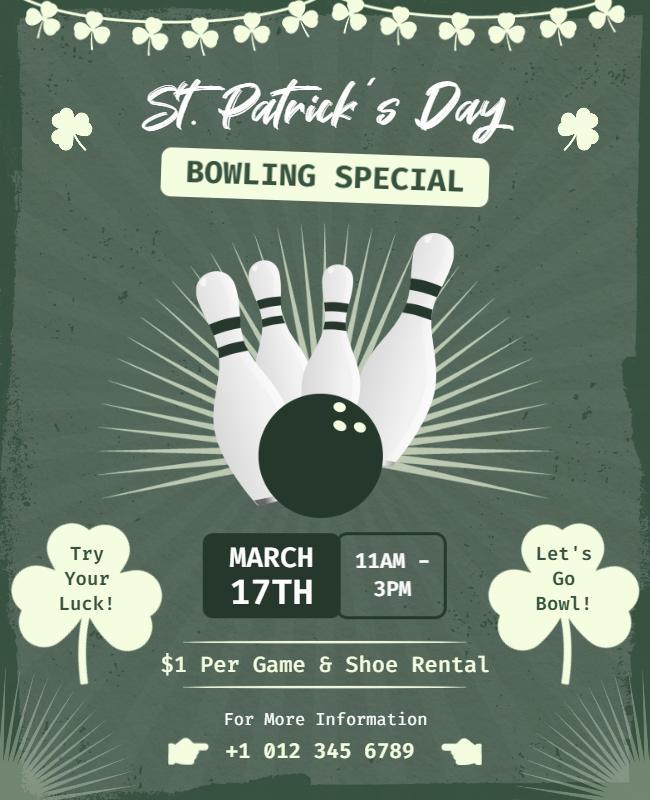 St Patricks Day Bowling Special Flyer Template