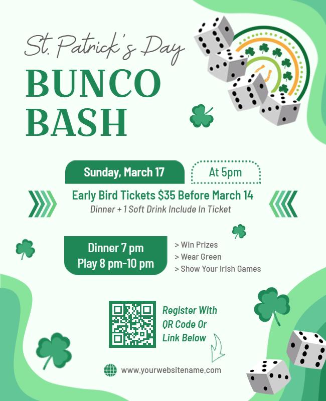 St Patricks Day Bunco Event Flyer Template