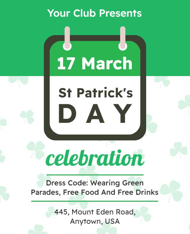 Festive Green St Patrick's Day Celebration Flyer Template