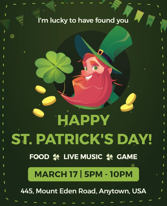 Cheerful Green Themed St. Patrick's Day Festivity Flyer Template