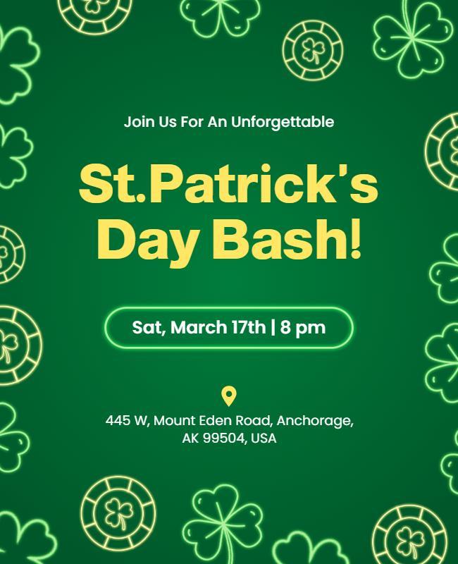 Festive Green St. Patrick's Day Bash Celebration Flyer Template