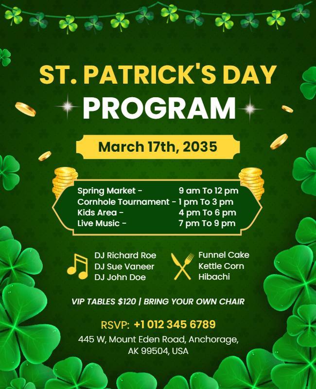 St Patricks Day Celebration Program Flyer Template