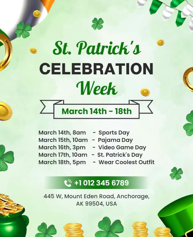 St Patricks Day Celebration Week Flyer Template