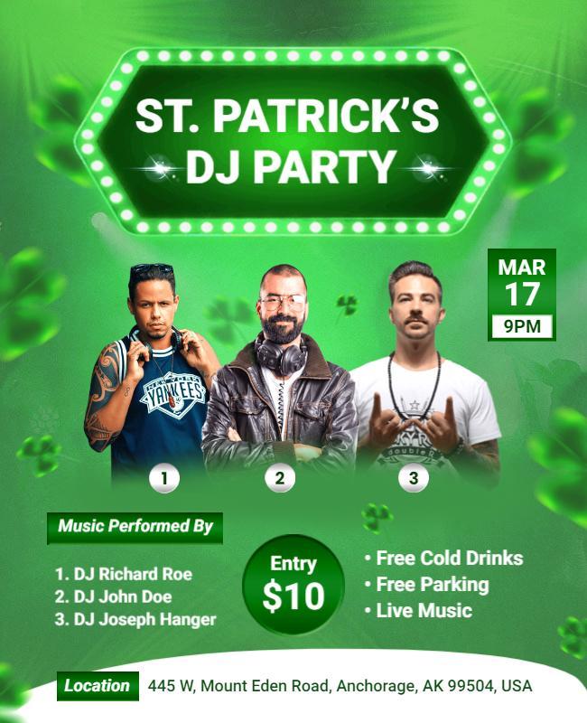 St Patricks Day Dj Party Flyer Template