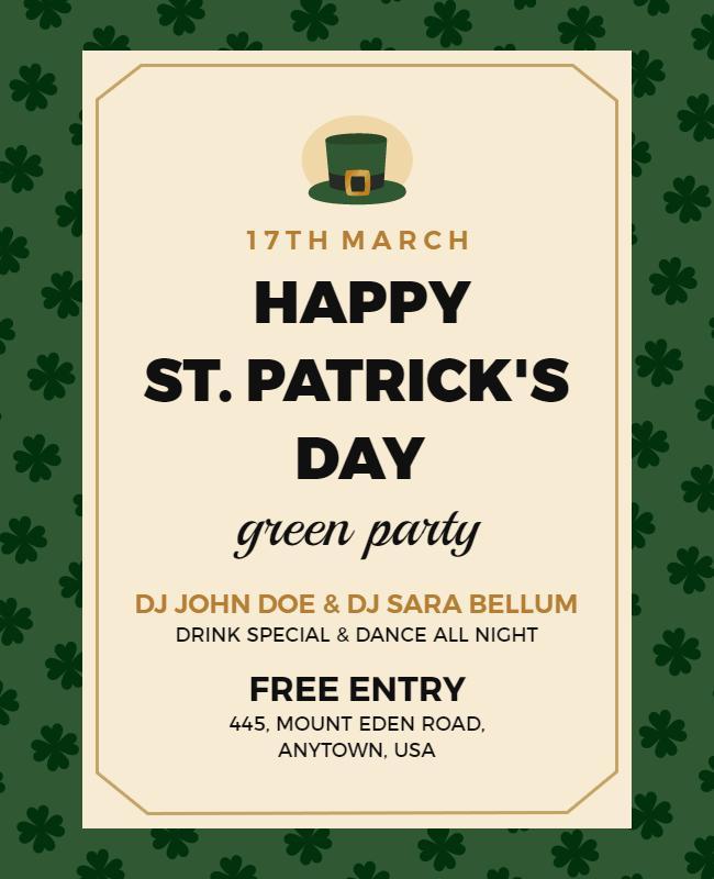 St Patricks Day Green Party Flyer Template