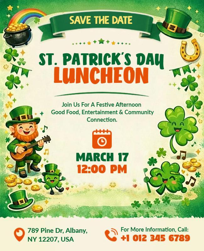 St. Patrick's Day Luncheon Celebration Flyer Template