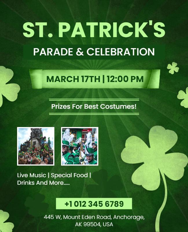 St Patricks Day Parade and Celebration Flyer Template