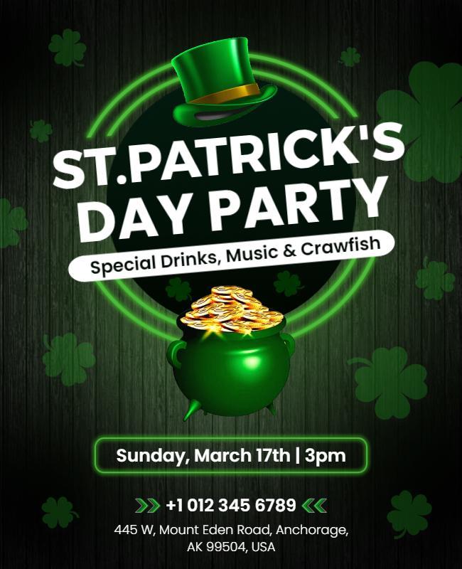 St Patricks Day Party Celebration Flyer Template