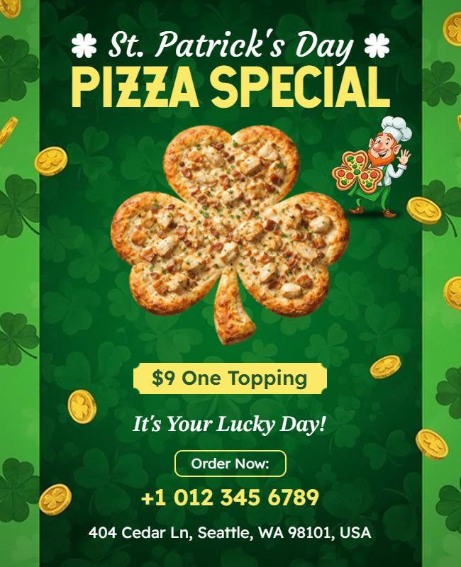 St. Patrick's Day Pizza Promotion Flyer Template