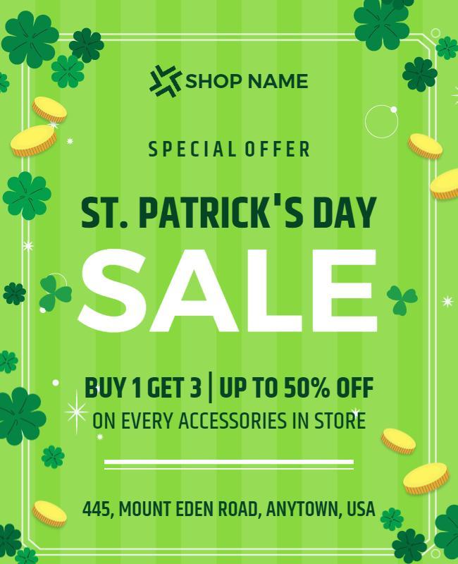 St Patricks Day Sale Promotion Flyer Template