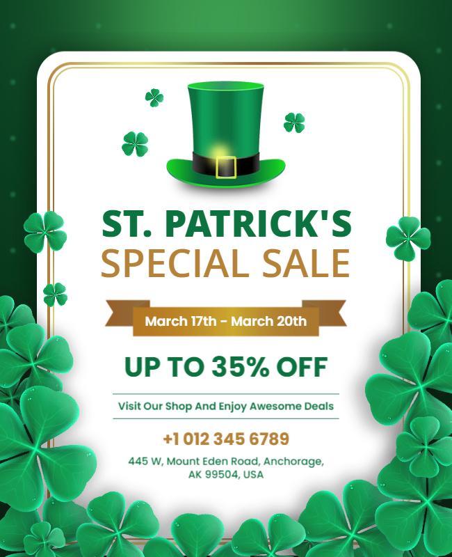 St Patricks Day Special Sale Flyer Template