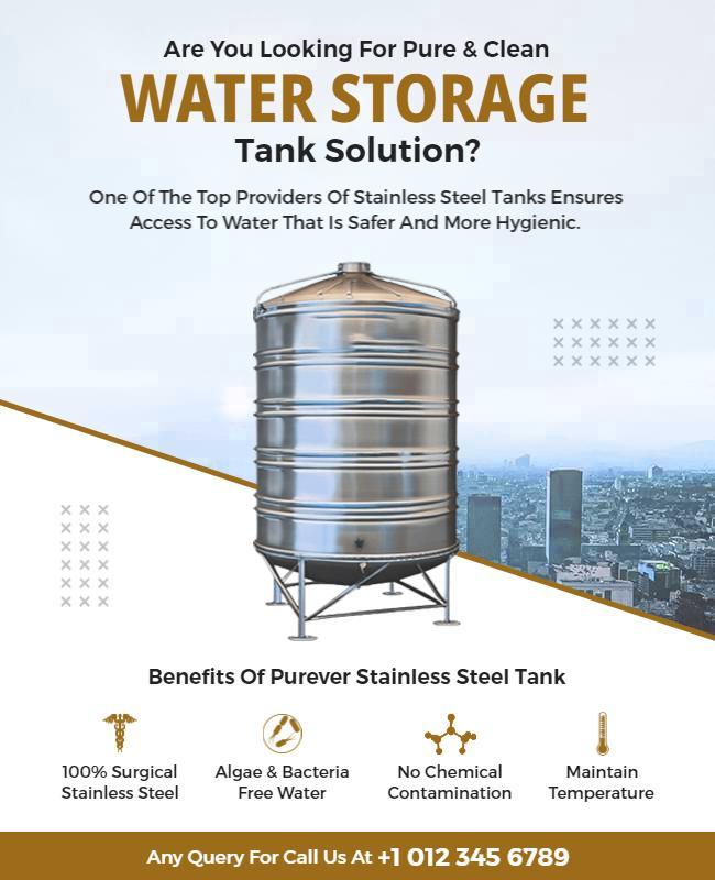 Stainless Steel Water Storage Solution Flyer Template