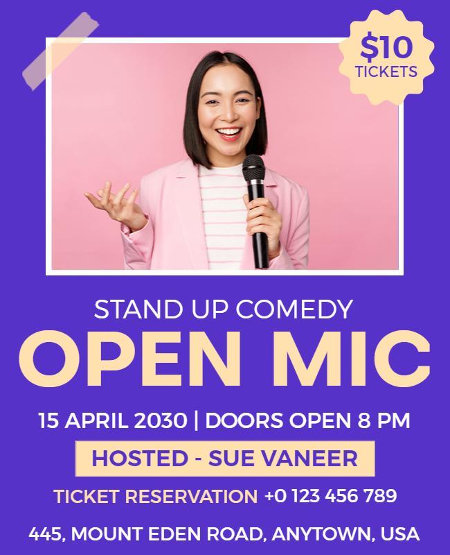 Stand Up Comedy Open Mic Event Flyer Template