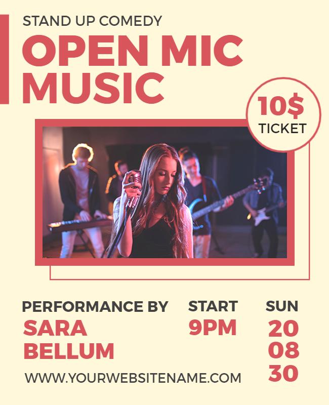 Stand Up Comedy Open Mic Music Flyer Template