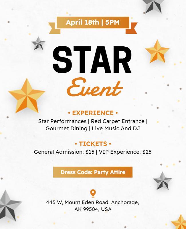 Star Themed Entertainment Event Flyer Template