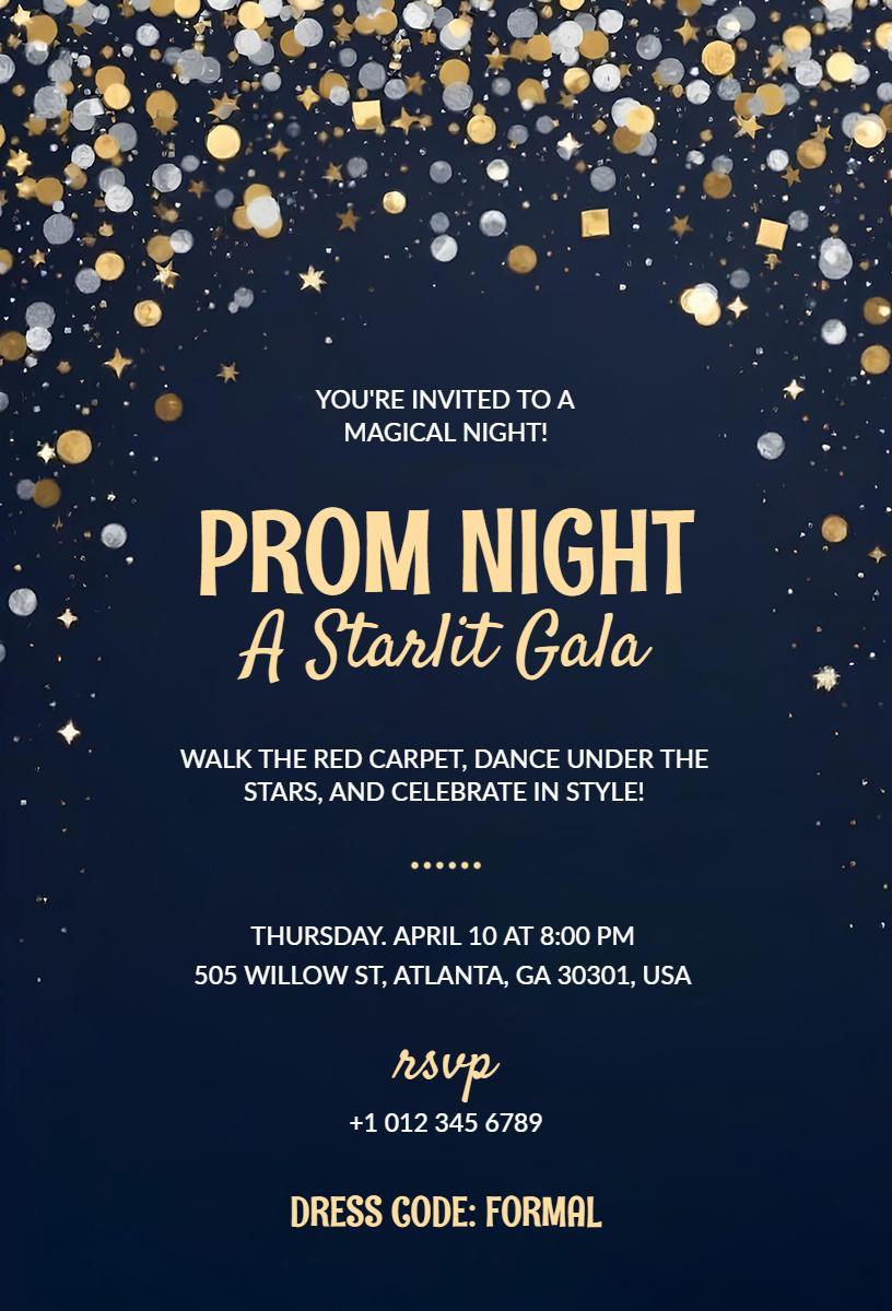 Starlit Gala Magical Prom Night Invitation Template