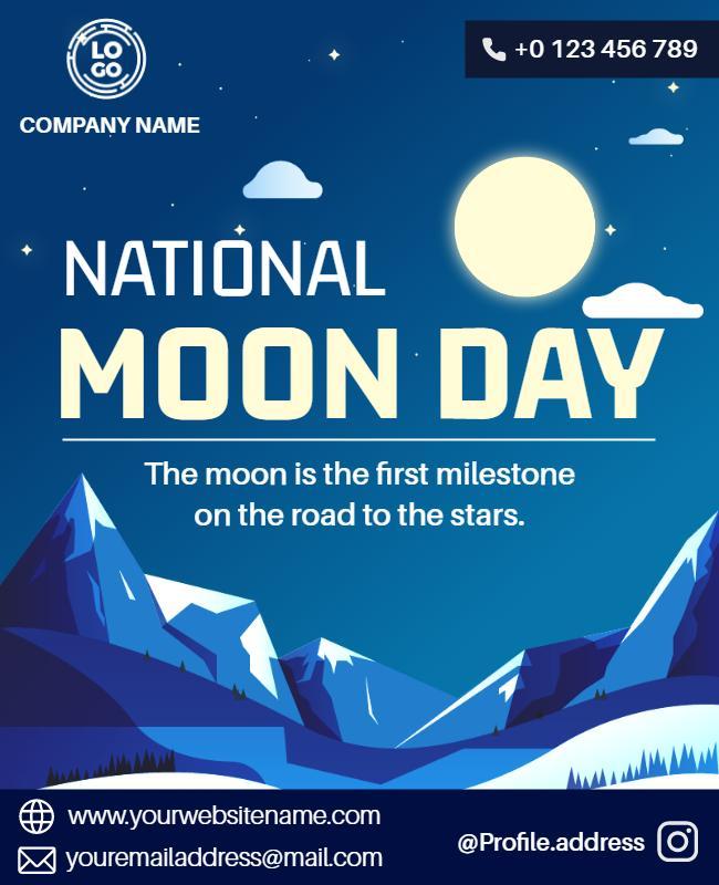 Starlit Night Sky National Moon Day Celebration Poster Template