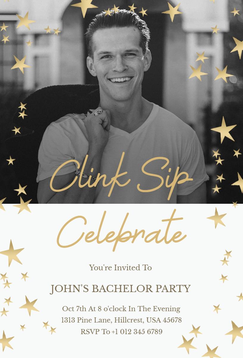 Starry Celebration Bachelor Party Invitation Template