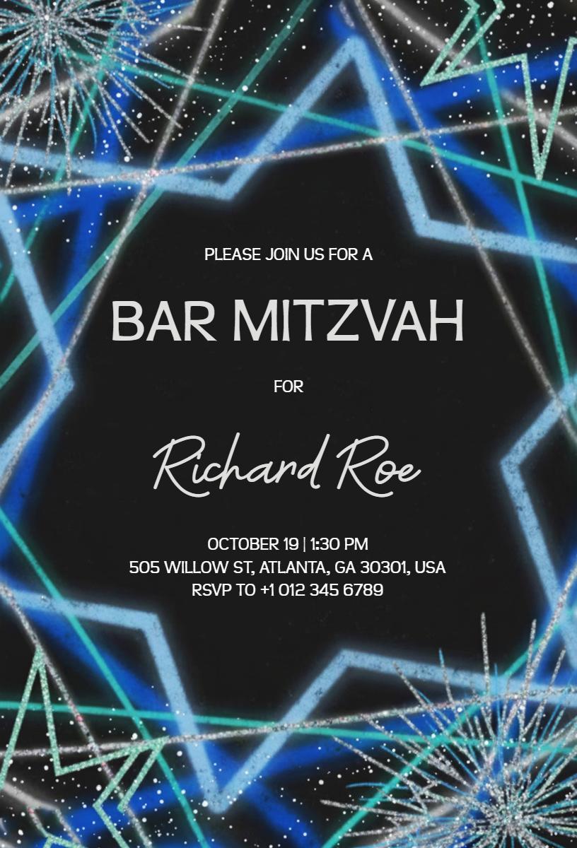 Starry Night Celebration Bar Mitzvah Invitation Template