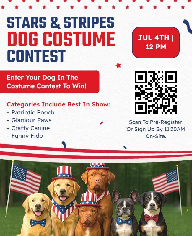 Stars and Stripes Dog Costume Contest Event Flyer Template