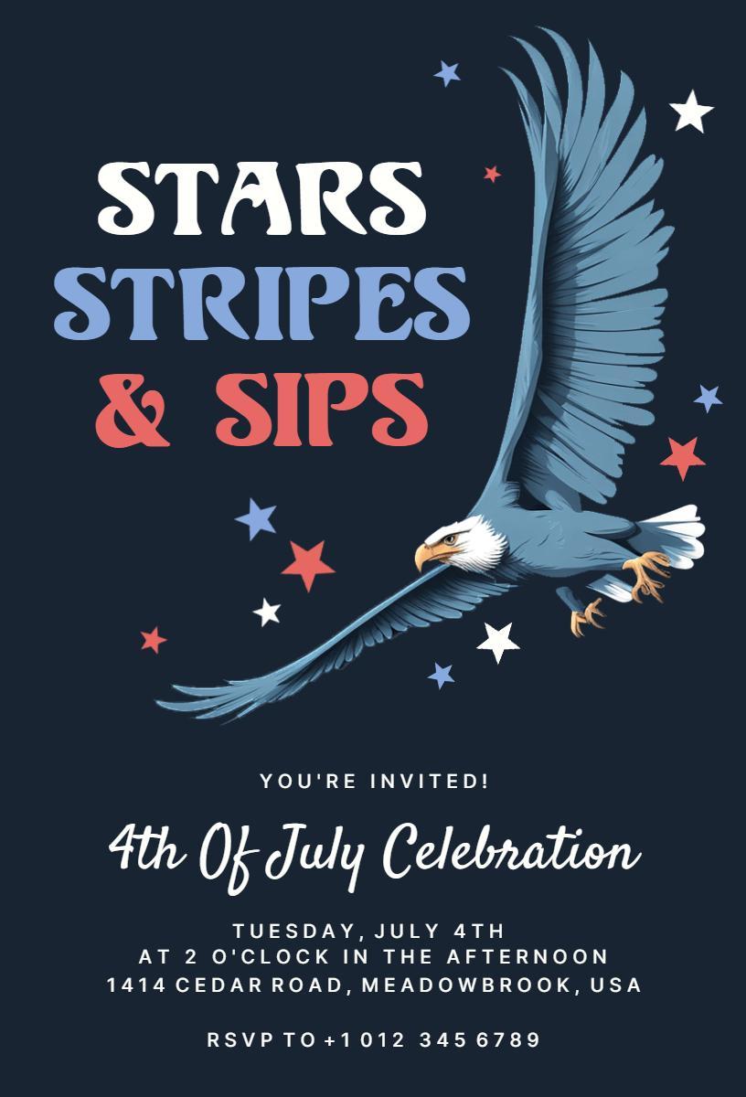 Stars Stripes Sips 4th of July Celebration Invitation Template