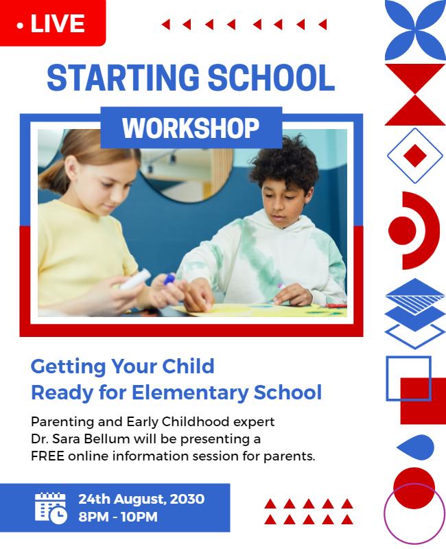 Starting School Workshop Information Flyer Template