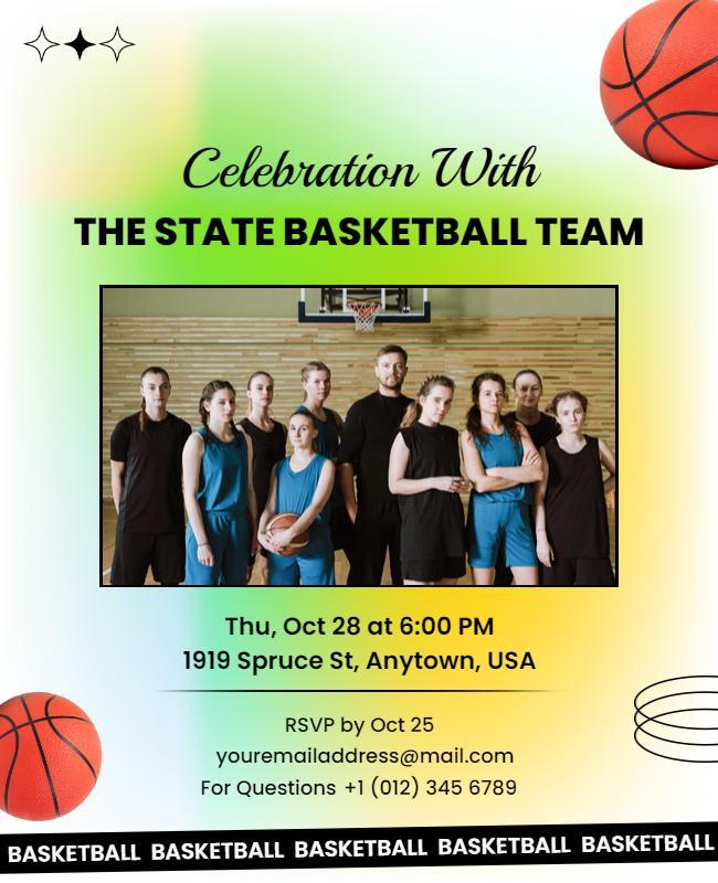 State Basketball Team Celebration Event Flyer Template