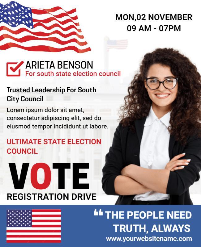 State Election Vote Registration Drive Flyer Template