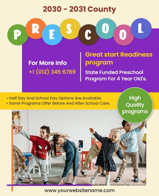 State Funded Preschool Readiness Program Flyer Template